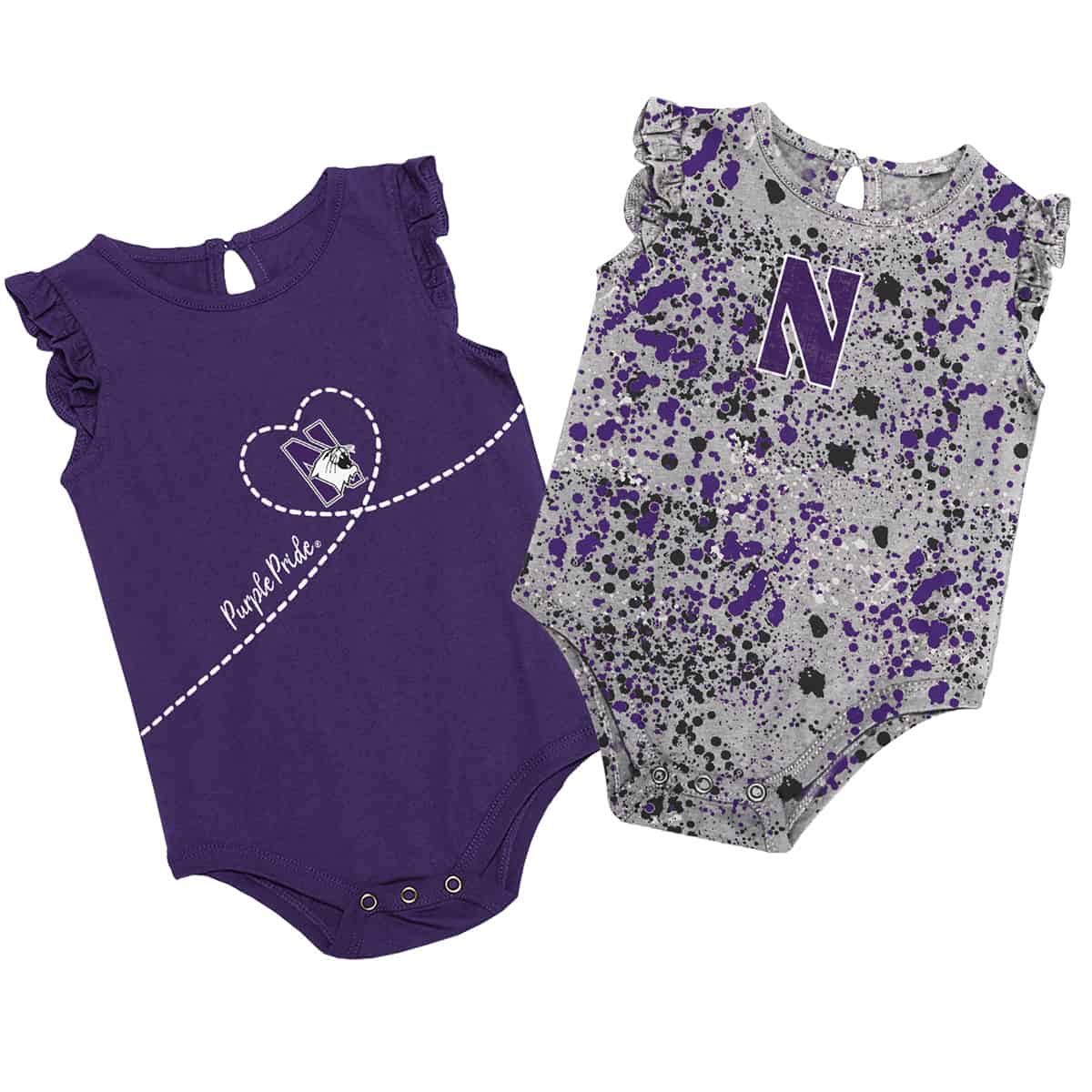 Northwestern University Wildcats Colosseum Infant Girls Sweet Pea 2 Pack Onesie Set with Logo