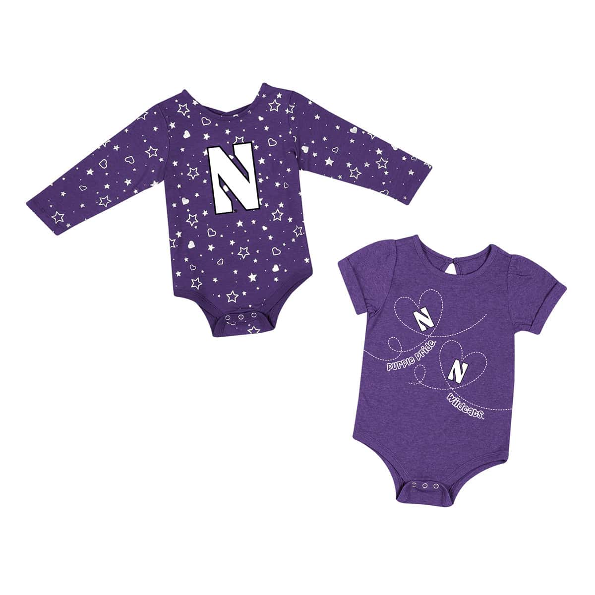 Northwestern University Wildcats Infant Girls Star Purple Onesie Set