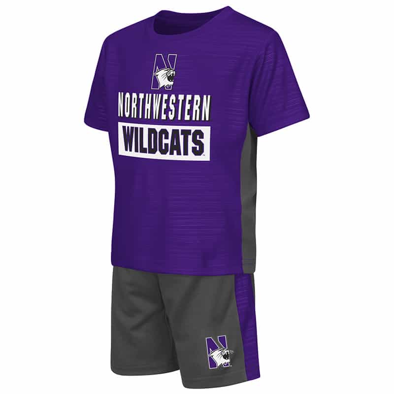 Northwestern University Wildcats Colosseum Toddler Purple / Charcoal In The Vault Set with N-Cat Design