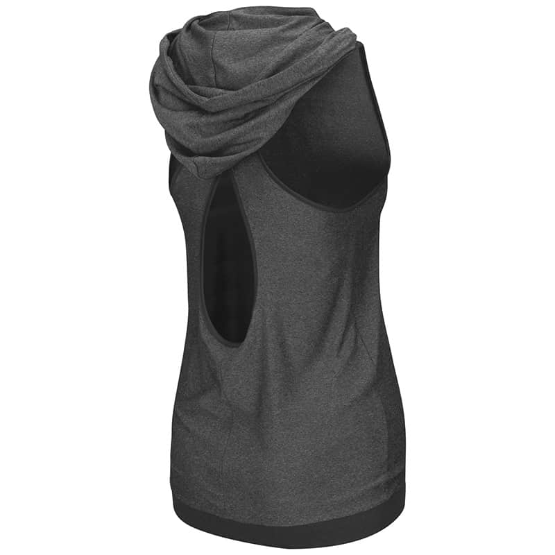 Northwestern University Wildcats Colosseum Ladies Heather Charcoal Unagi Cross Back Hoodie with N-Cat Design-Back