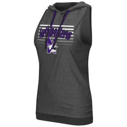 Northwestern University Wildcats Colosseum Ladies Heather Charcoal Unagi Cross Back Hoodie with N-Cat Design