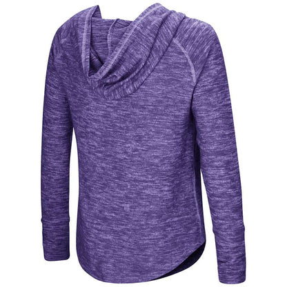 Northwestern University Wildcats Colosseum Ladies Purple You Complete Me Henley Hoodie with Stylized N Design-Back