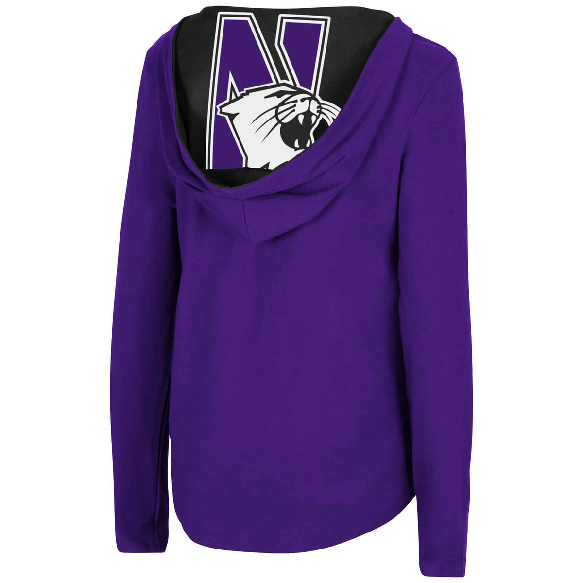 Northwestern University Wildcats Colosseum Women's Catalina Hooded L/S Tee Backside
