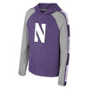 Northwestern Wildcats Youth Starfighter Purple/Heather Grey L/S Hooded Tee