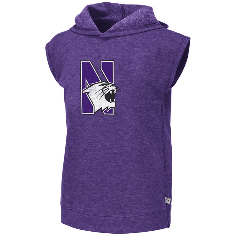 Northwestern University Wildcats Colosseum Girls Purple Krems Sleeveless Hoodie with N-Cat Design