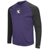 Northwestern University Wildcats Colosseum Men's Heather Purple / Black Lumbergh L/S Raglan T-Shirt with N-Cat Design