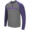 Northwestern University Wildcats Colosseum Men's Heather Charcoal/Heather Purple Social Skills L/S Raglan T-Shirt with Stylized N Design