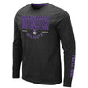Northwestern University Wildcats Colosseum Men's Black Streepurplear L/S T-Shirt with Northwestern & N-Cat Design