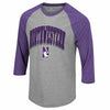 Northwestern University Wildcats Colosseum Men's Purple Gambini 3/4 Sleeve Raglan Tee