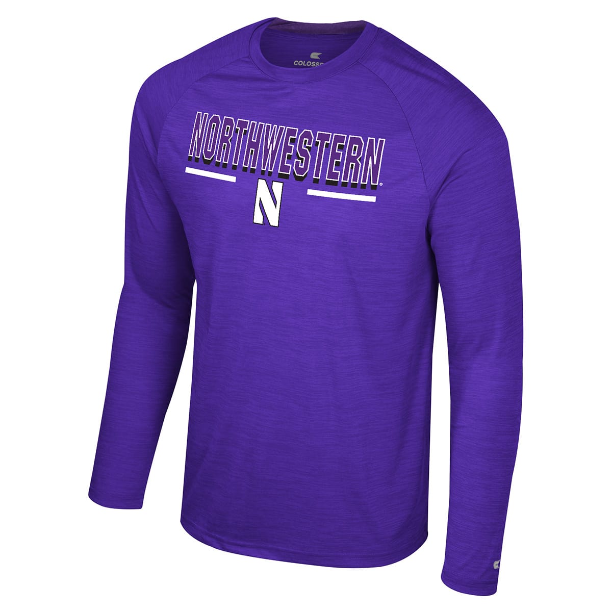 Northwestern University Wildcats Colosseum Men's Langmore Purple L/S Raglan Tee