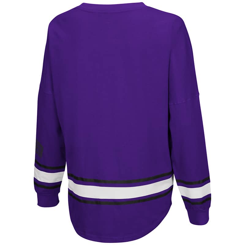 Northwestern University Wildcats Colosseum Ladies Purple All Around Oversized L/S Top with N-Cat Design