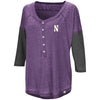 Northwestern University Wildcats Colosseum Ladies Purple / Black Major League Baseball Henley with Stylized N Design