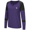 Northwestern University Wildcats Colosseum Ladies Black/Purple Dorothy L/S Raglan T-Shirt with N-Cat Design