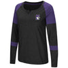 Northwestern University Wildcats Colosseum Ladies Black/Purple Dorothy L/S Raglan T-Shirt with N-Cat Design
