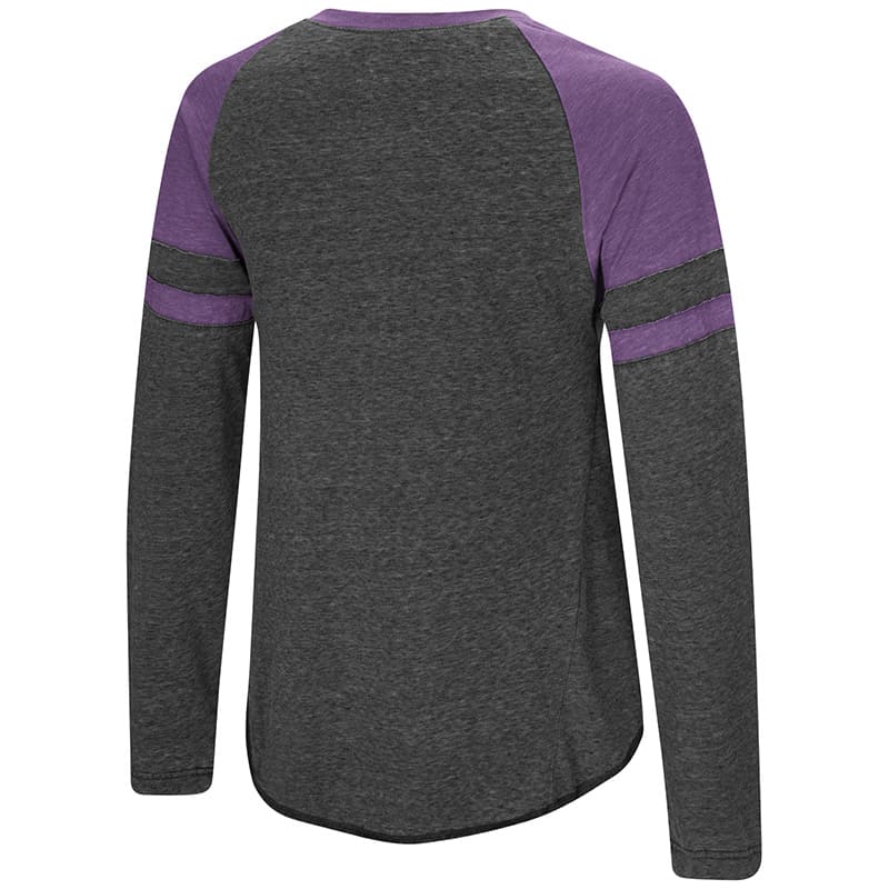 Northwestern University Wildcats Colosseum Ladies Heather Black/Purple Bubbilicious L/S T-Shirt -Back