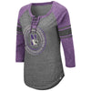 Northwestern University Wildcats Colosseum Ladies Carrie Lace Up Long Sleeve Tee with N-Cat Design