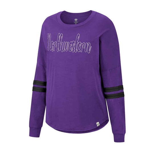 Northwestern University Wildcats Colosseum Ladies Womens Earth 1St Recycled L/S Spirit Tee