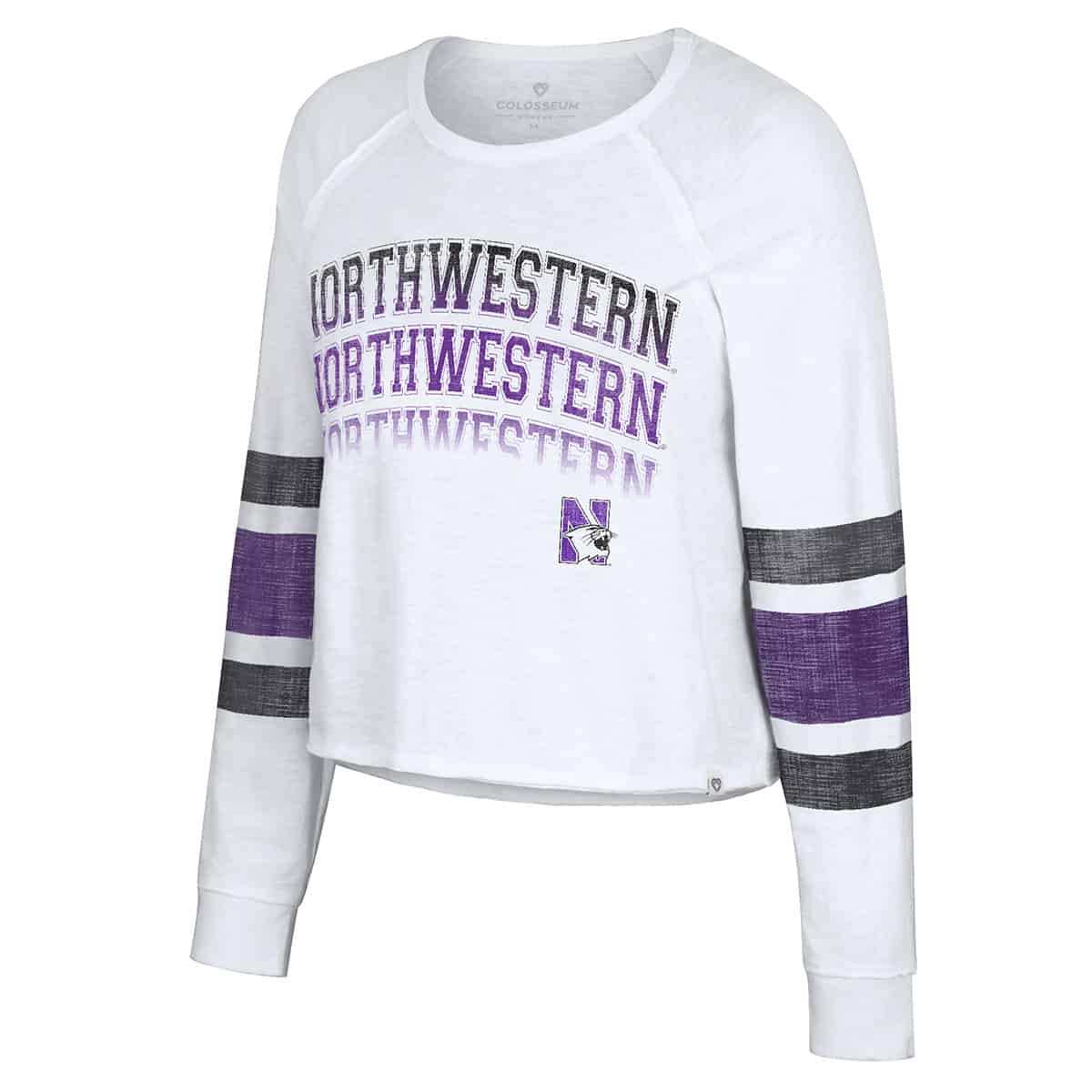 Northwestern University Wildcats Colosseum Ladies Light Breeze L/S Crop Tee
