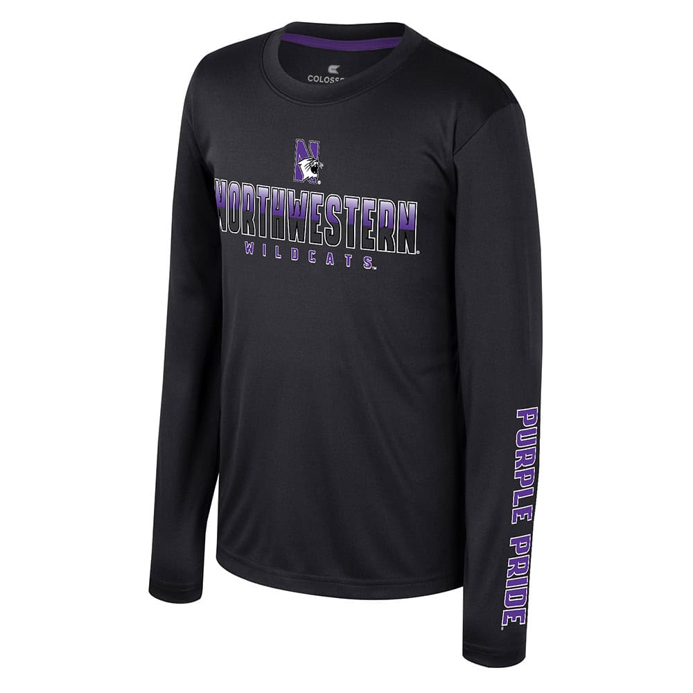 Northwestern University Wildcats Colosseum Youth Armada Black L/S Tee
