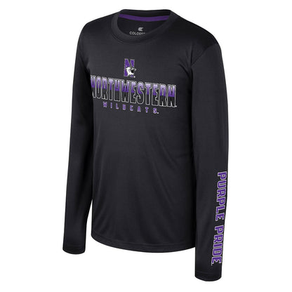 Northwestern University Wildcats Colosseum Youth Armada Black L/S Tee