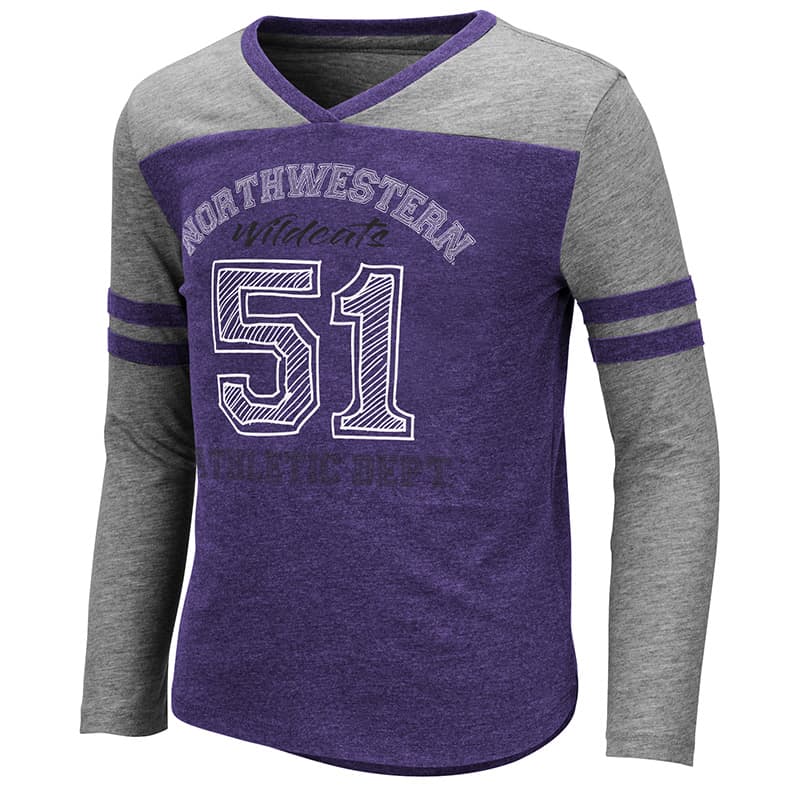Northwestern University Wildcats Colosseum Girls Hello Nurse L/S Tee With Northwestern 51 Design