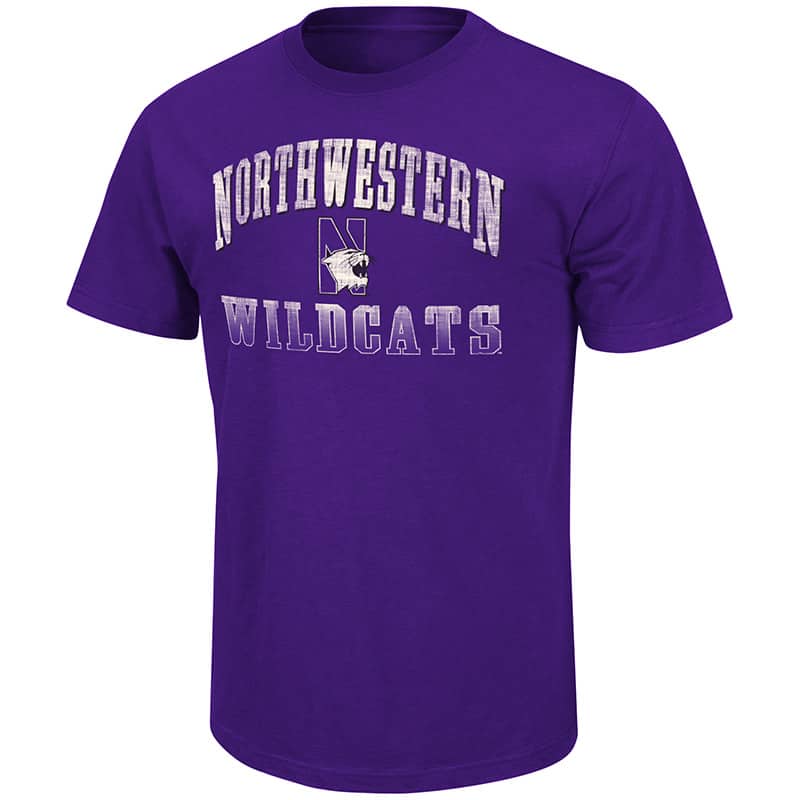 Northwestern University Wildcats Colosseum Men's Purple Contour S/S T-Shirt with N-Cat Design