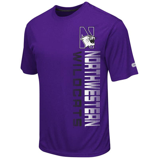 Northwestern University Wildcats Colosseum Men's Heather Purple Chunnel S/S T-Shirt with N-Cat Design