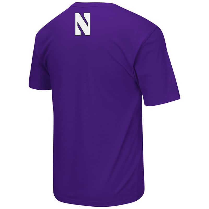 Northwestern University Wildcats Colosseum Men's Purple Two Face S/S T-Shirt with N-Cat Design-Back