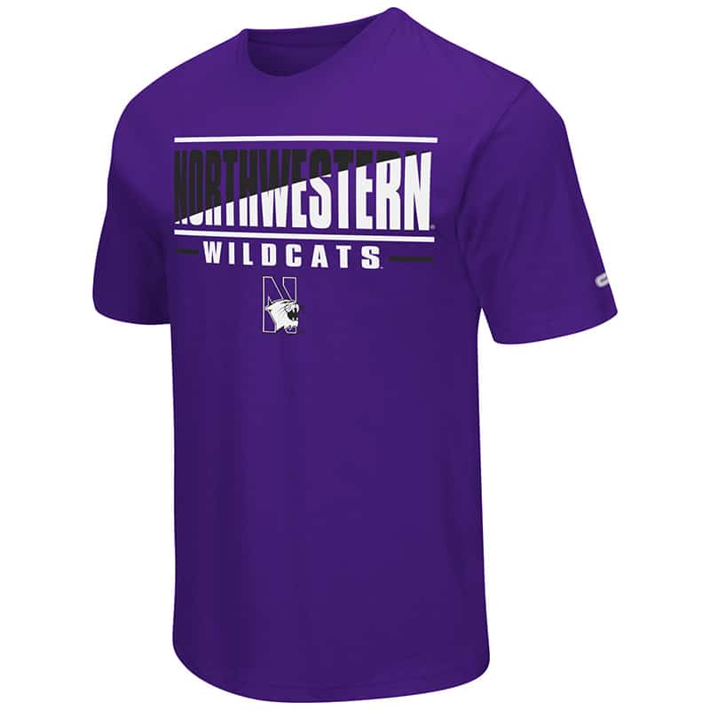 Northwestern University Wildcats Colosseum Men's Purple Two Face S/S T-Shirt with N-Cat Design