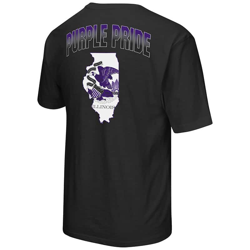 Northwestern University Wildcats Colosseum Men's Black Golden Boy S/S T-Shirt with N-Cat Design-Back