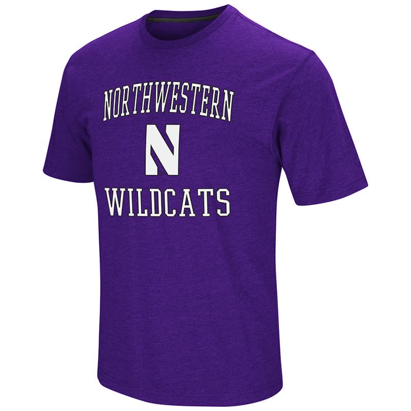 Northwestern University Wildcats Colosseum Men's Purple Fun Run S/S T-Shirt with Stylized N Design