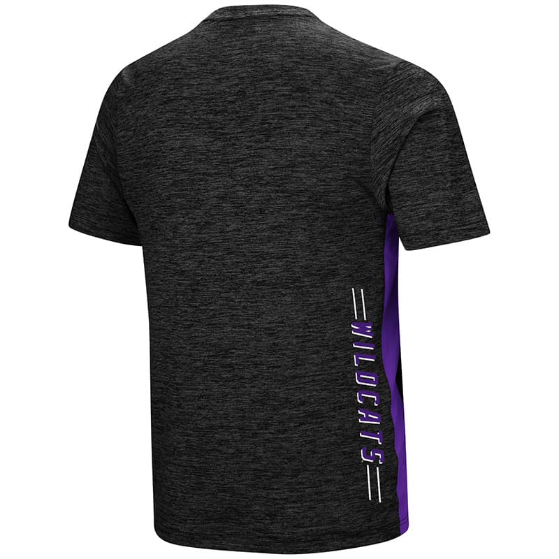 Northwestern University Wildcats Colosseum Men's Black / Purple Designated Hitter S/S T-Shirt with Stylized N Design-Back