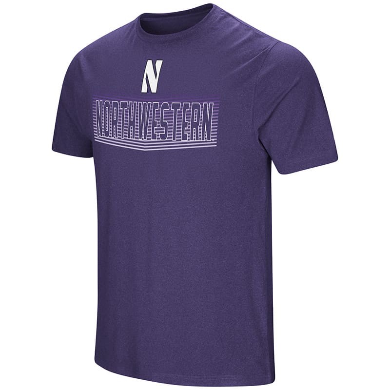 Northwestern University Wildcats Colosseum Men's Heather Purple Men's Electricity S/S T-Shirt with Stylized N Design