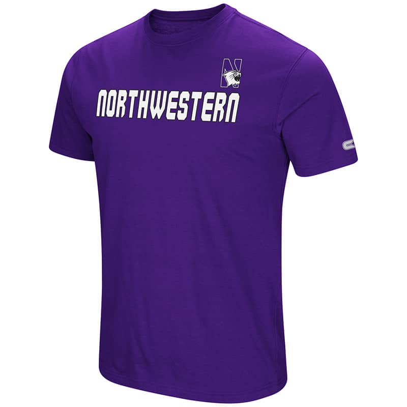 Northwestern University Wildcats Colosseum Men's Purple Men's Water Boy S/S T-Shirt with N-Cat Design