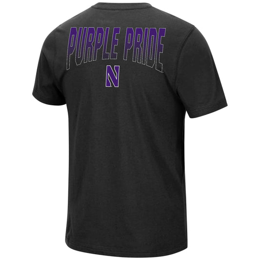 Northwestern University Wildcats Colosseum Men's Black Eagleton S/S Tee -Back