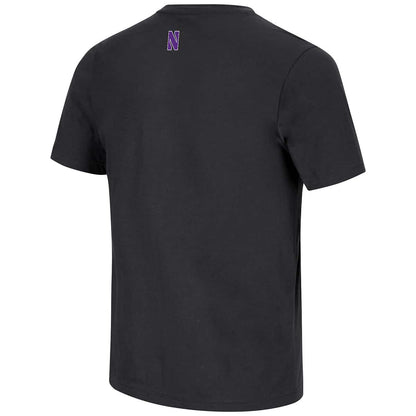Northwestern University Wildcats Colosseum Men's Black Hungus S/S Tee-Back Side