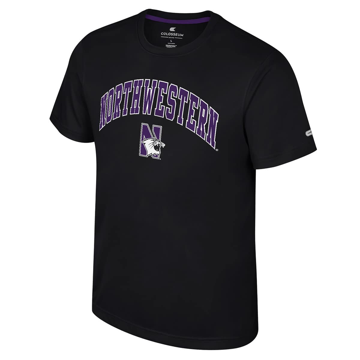 Northwestern University Wildcats Colosseum Men's Snell Black S/S Poly Tee