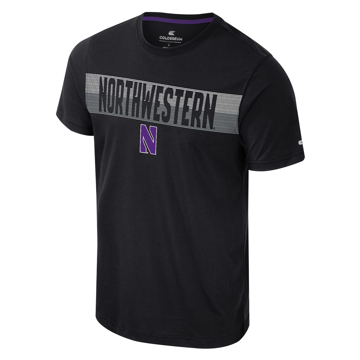 Northwestern University Wildcats Colosseum Men's Russ Black S/S Active Blend Tee