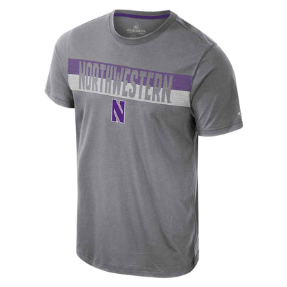 Northwestern University Wildcats Colosseum Men's Russ Heather Gray S/S Active Blend Tee