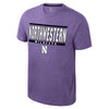 Northwestern University Wildcats Colosseum Men's Ben Dual Blend Heather Purple S/S Tee With Straight Northwestern Design