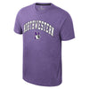 Northwestern University Wildcats Colosseum Men's Ben Dual Blend Heather Purple S/S Tee With Arch Northwestern Over N-Cat Design