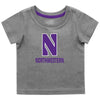 Northwestern University Wildcats Colosseum Infant Boys Gray S/S T-Shirt with Stylized N Over Northwestern
