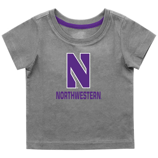 Northwestern University Wildcats Colosseum Infant Boys Gray S/S T-Shirt with Stylized N Over Northwestern