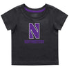 Northwestern University Wildcats Colosseum Infant Boys Black S/S T-Shirt with Stylized N Over Northwestern