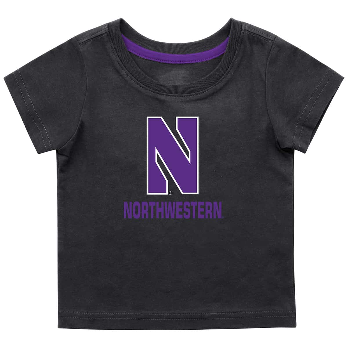 Northwestern University Wildcats Colosseum Infant Boys Black S/S T-Shirt with Stylized N Over Northwestern