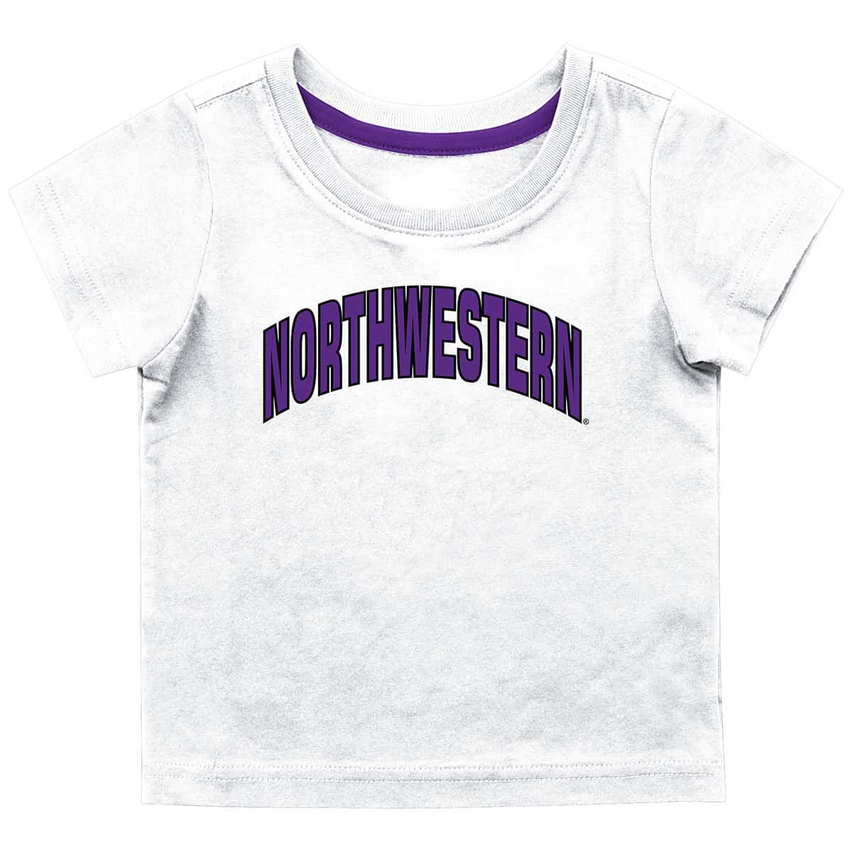 Northwestern University Wildcats Colosseum Infant Boys White S/S T-Shirt with Arched Northwestern Design