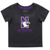 Northwestern University Wildcats Colosseum Infant Boys Black S/S T-Shirt with N-Cat Over Northwestern