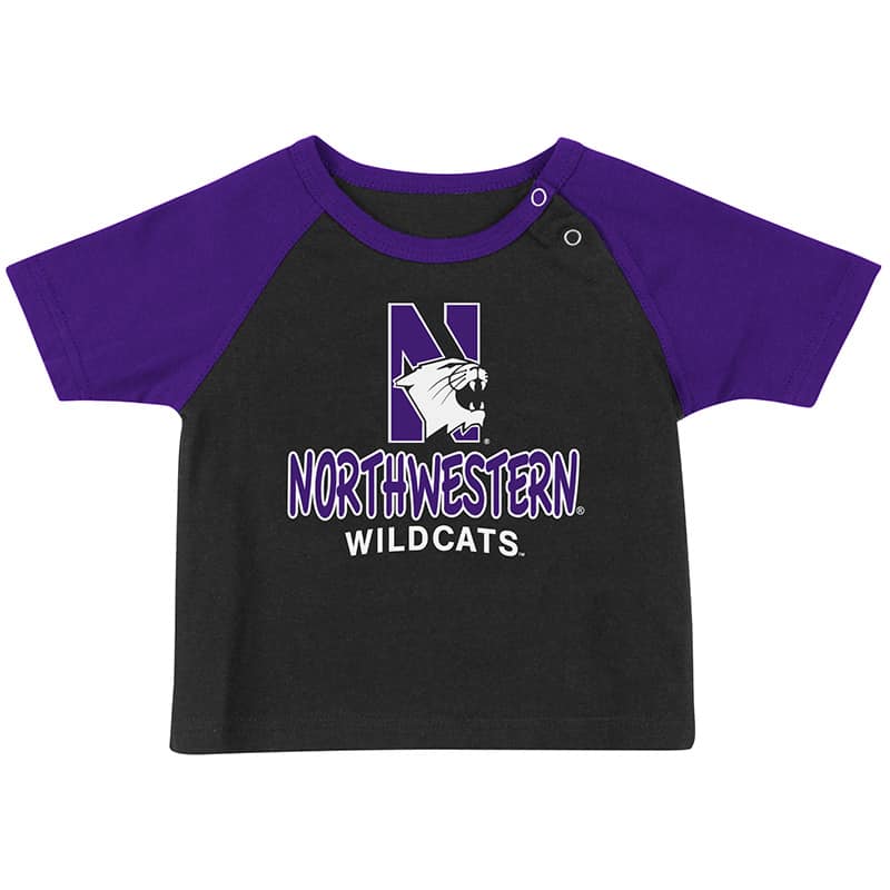 Northwestern University Wildcats Colosseum Infant Black/Purple Titan S/S T-Shirt with N-Cat Design