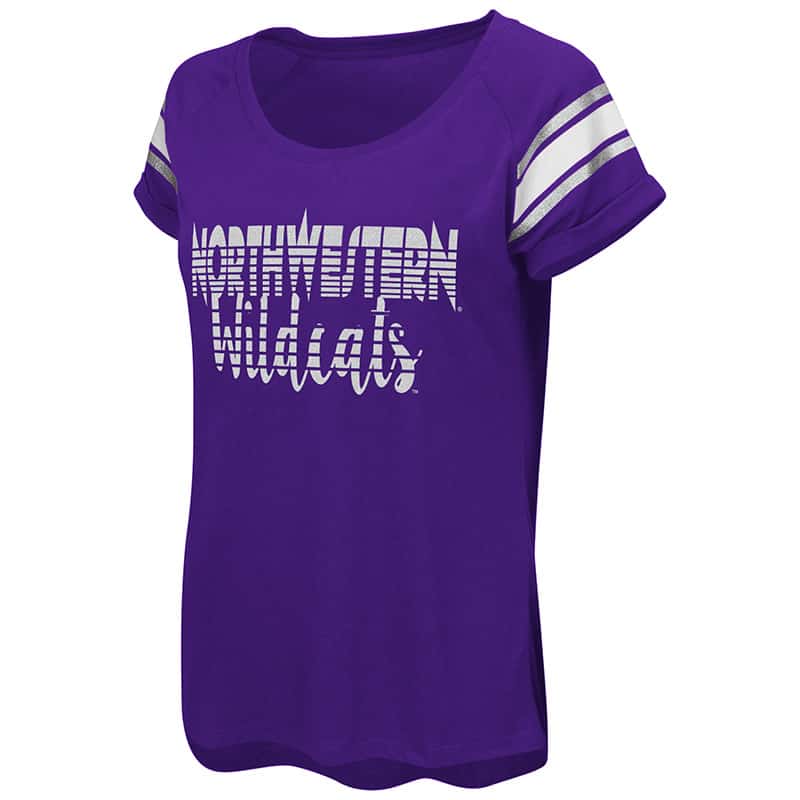 Northwestern University Wildcats Colosseum Ladies Purple Karate Cuffed Raglan S/S T-Shirt