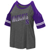 Northwestern University Wildcats Colosseum Ladies Heather Charcoal/Purple Maguire Cold Shoulder T-Shirt with Stylized N Design